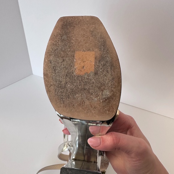 Jimmy Choo Gaia 140 Mirrored Leather Platform Sandals - Picture 9 of 14